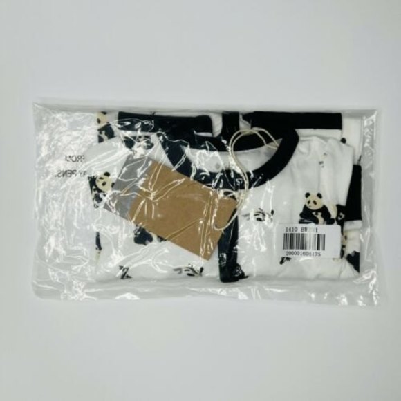Kyte Baby Snap Romper Black & White Zen Panda Bears Print 0-3 Months NWT New